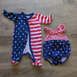 0-3 month Fourth of July Outfit Koala Kids Red White and Blue USA American Flag